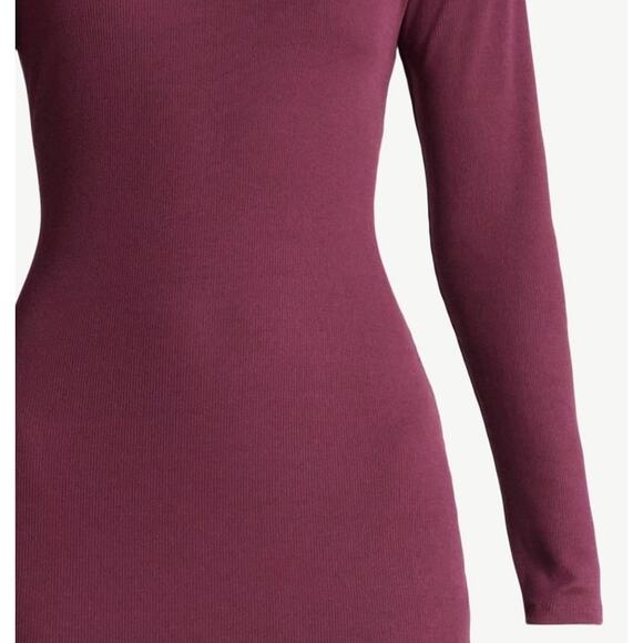 NEW Women's Plus Size 2XL Soft Stretchy Mini Dress with Long Sleeves DARK CHERRY - Picture 3 of 5